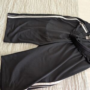Champion Black Athletic Cropped Pants with White Stripes